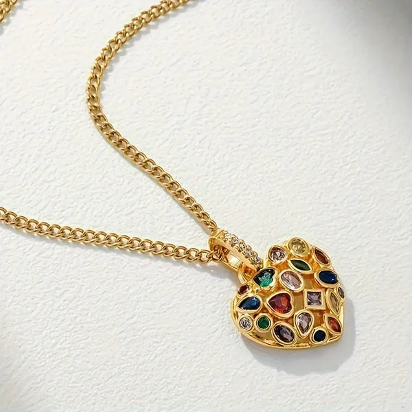 Love Heart Multi Stone Necklace