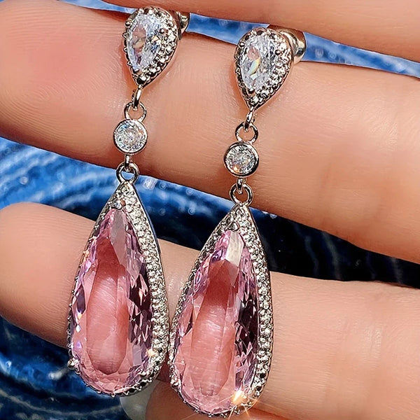 Pink Teardrop Earrings