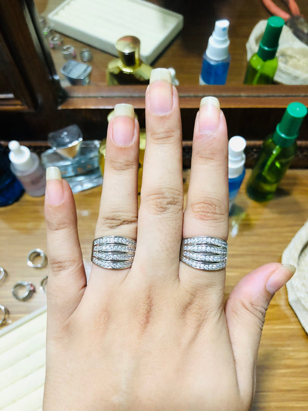Silver Zircon Adjustable Ring