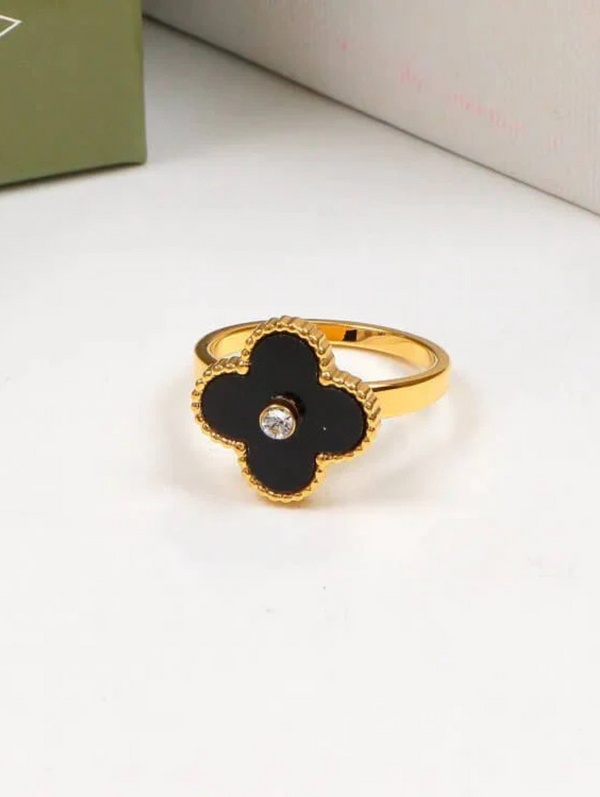 Black Clover Stone Adjustable Ring