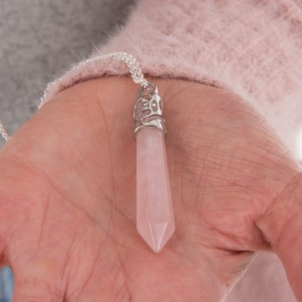 Rose Quartz Pointed Stone Necklace
