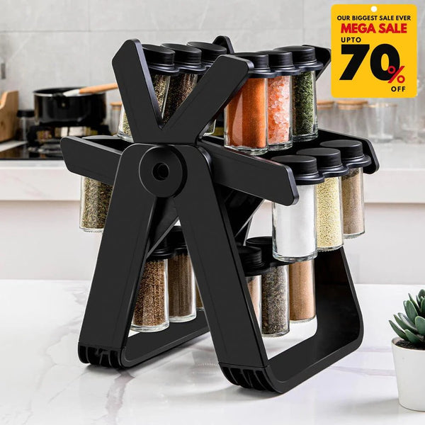 Rotating Spice Rack With 18 Jars