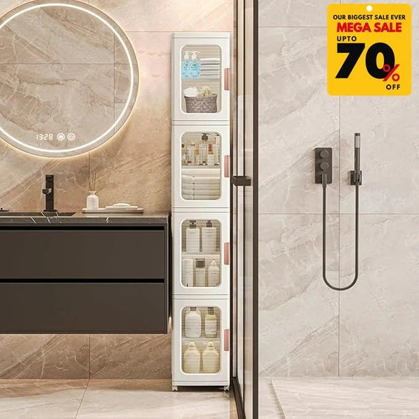 Acrylic 4-Tier Stackable Narrow Storage Cabinet